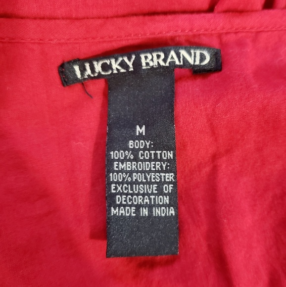 Lucky Brand Floral Embroidered Cami Sz M GUC Red - Picture 6 of 7